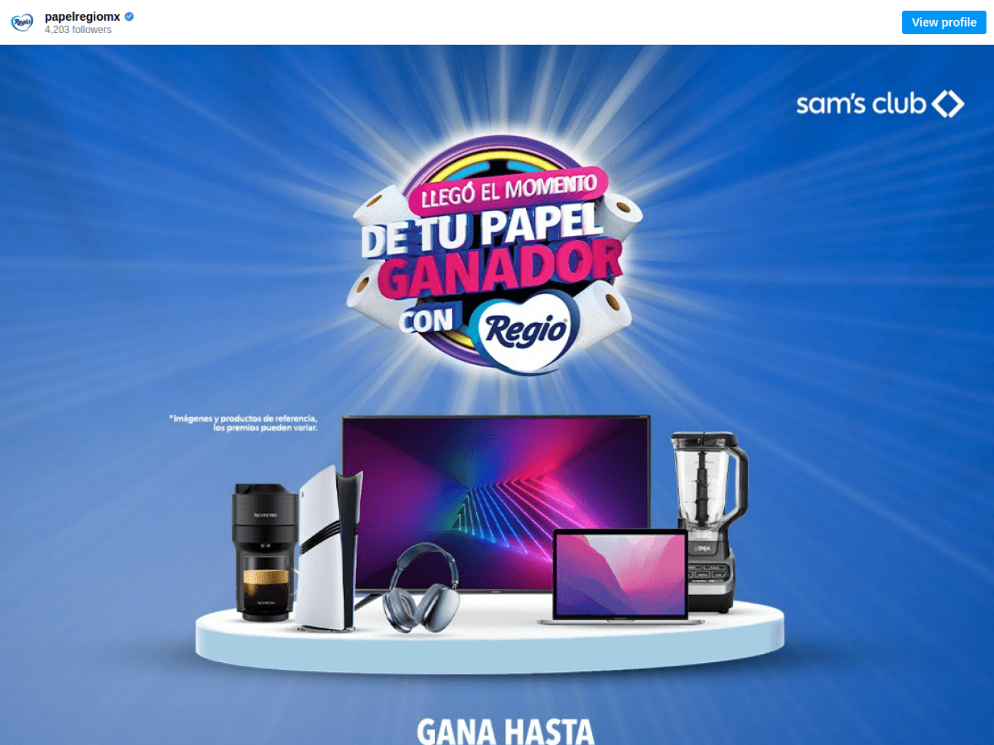 Captura actual del post promocional de Regio y Sam's Club en Instagram
